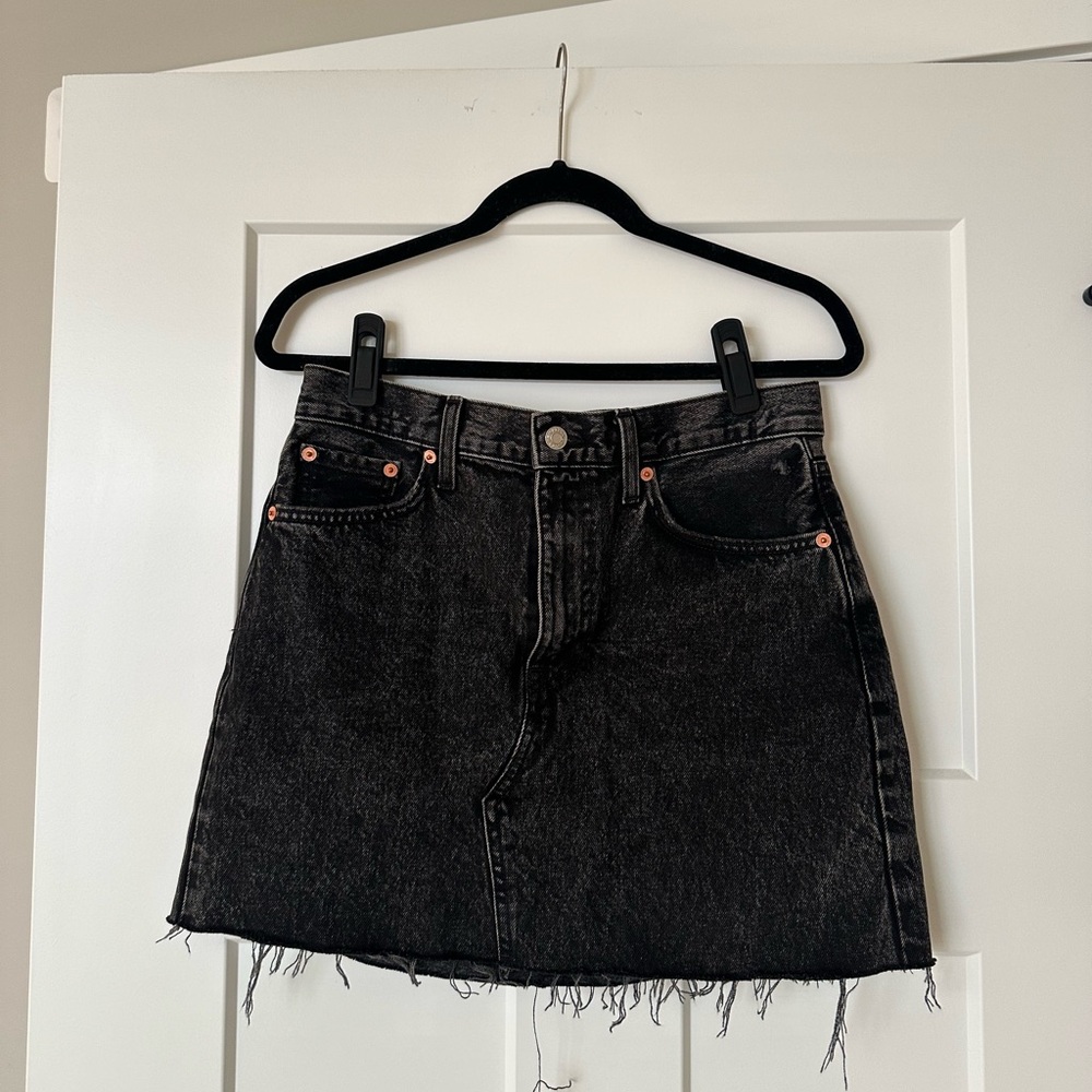 Mango Black denim Mini Skirt for Night Out